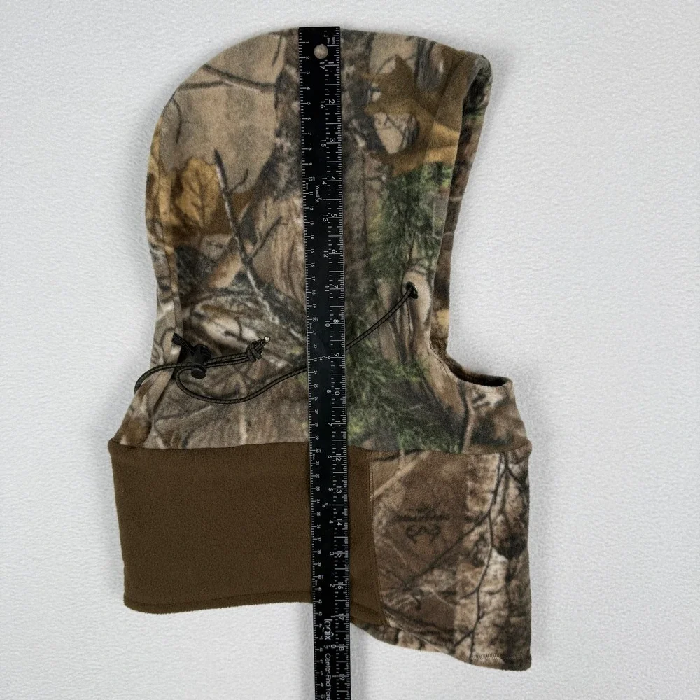 Realtree Balaclava Hood Mens OSFM Brown Camo Fleece Adjustable Drawstring